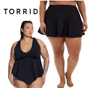 Torrid Black Tankini Swim Top 2X & Swim Skirt 3X Plus Size Set